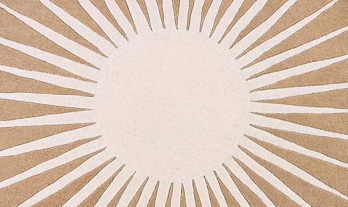 Modern Round Area Rug – Hand-Tufted with 100% NZ Wool, Thick & Soft Circular Carpet for Living Room, Bedroom & Dining Room Decor (Warm Natural, 9' Round)