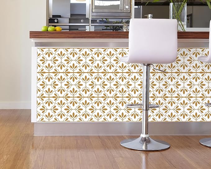 FLFK Wallpaper Border Gold and White Patterns Peel and Stick Wall Border Self Adhesive Wallpapers for Living Room Bedroom Kitchen Bathroom 9"x240"