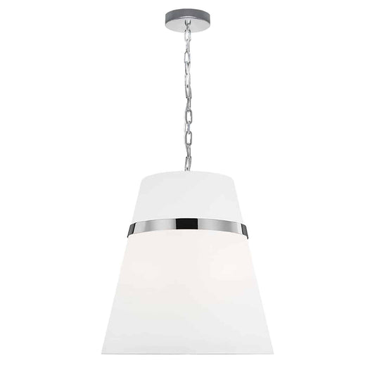 Dainolite SYM-183P-PC-WH White Fabric Pendant Light, Matte White Finish, Modern Design