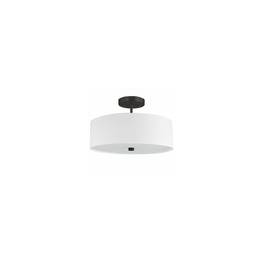Dainolite Everly Semi Flush Light Fixture, 3-Light, 180 Watts, Black, Model 571-143SF-MB-WH