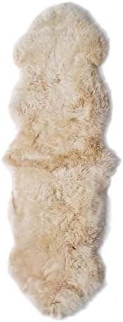 Real Sheepskin Rug 2x6 ft | Sheepskin Rugs for Living Room and Sofa | Bedside Rugs for Bedrooms | Large Fluffy Rug is Breathable & Heat-regulating in Color Beige