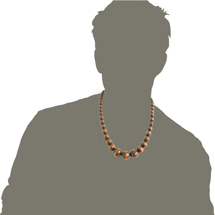 Xianli Wang Natural Wood Beads Necklace for Men Women Wooden Chain Unisex Chunky Bead Necklaces