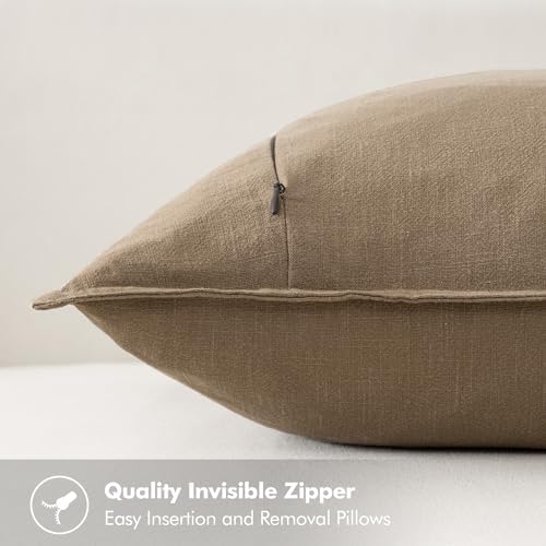 MIULEE Neutral Navy Linen Pillow Covers Pack of 4 Christmas Decorative Natural Throw Pillow Covers Soft Accent Boho Farmhouse Couch Pillowcases Coastal Home Decor for Living Room Bed Sofa 20x20 Inch