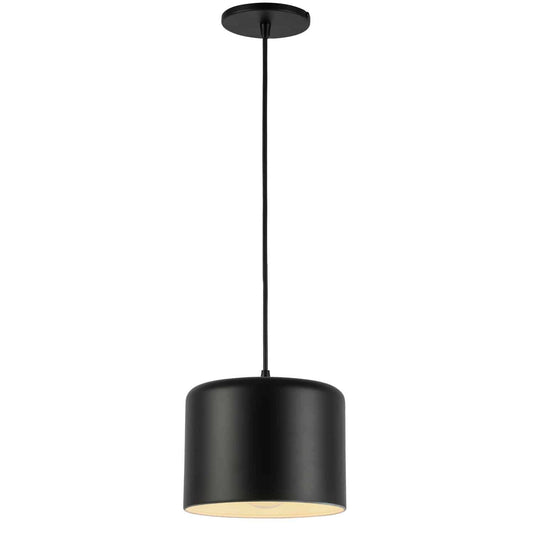 Dainolite EMI-81P-MB Matte Black Pendant Light, 1 Light Fixture, Modern Design