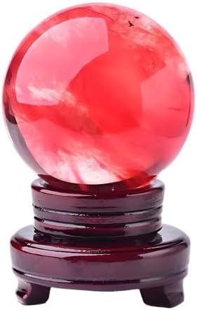 Red Healing Crystal Gemstone Sphere Ball for Reiki Balancing Meditation Energy Home and Office Decoration (8cm, Artificial Crystal)