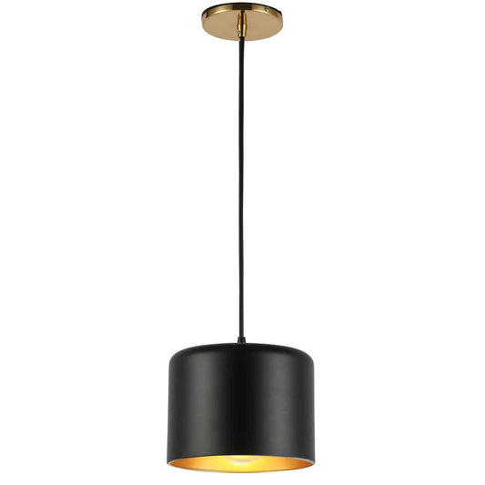 Dainolite 1 Light Pendant Matte Black EMI-81P-AGB-MB, Brass Finish