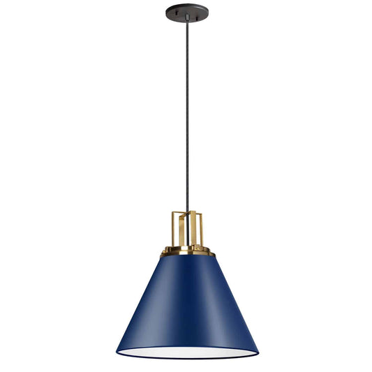 Dainolite Pendant Light SNS-141P-CB-AGB Aged Brass Cobalt Blue Finish