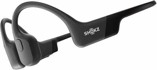 SHOKZ OpenRun with USB-C Charging - Open-Ear Bluetooth Bone Conduction Sport Headphones - Sweat Resistant Wireless Earphones for Workouts and Running - Built-in Mic, with Hair Band - Standard - Black