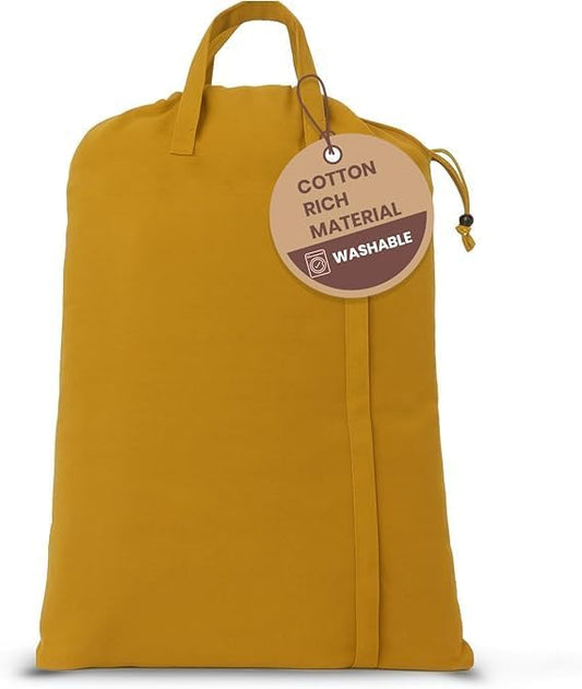LFH Home Large Premium Cotton Canvas Laundry Bag with Drawstring and Handles Heavy Duty, Multi-Use, and Washable for Home, Travel, College or Storage 24x36 (Pack of 6)-Yellow