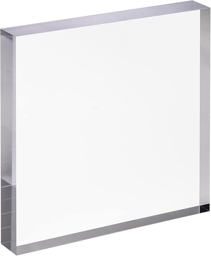 CiaoHER 1in Thickness 7in Square Acrylic Cube Display Block Clear Polished Pedestal Stand Riser Solid Base 7" x 7" x 1", 2 Pack