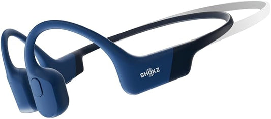 SHOKZ OpenRun Mini - Bone Conduction Headphones,Open-Ear Bluetooth Wireless Sport Headphones for Running & Workout,Sweat Resistant, Long 8H Playtime,Mic,with Hair Band-Blue