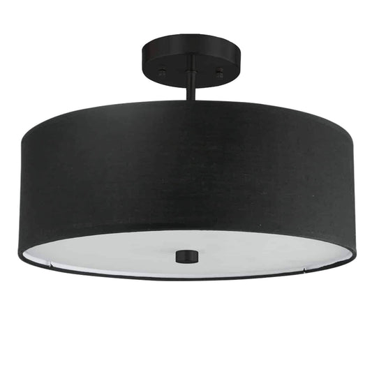 Dainolite Everly Semi Flush Light, 3-Light, 180W, Model 571-143SF-MB-BK, Black