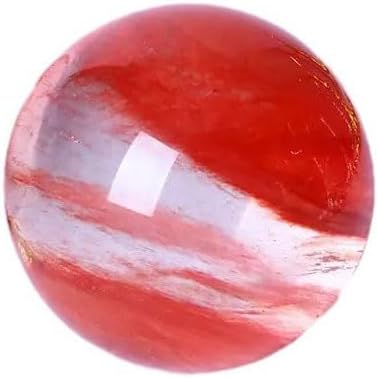 Red Healing Crystal Gemstone Sphere Ball for Reiki Balancing Meditation Energy Home and Office Decoration (8cm, Artificial Crystal)