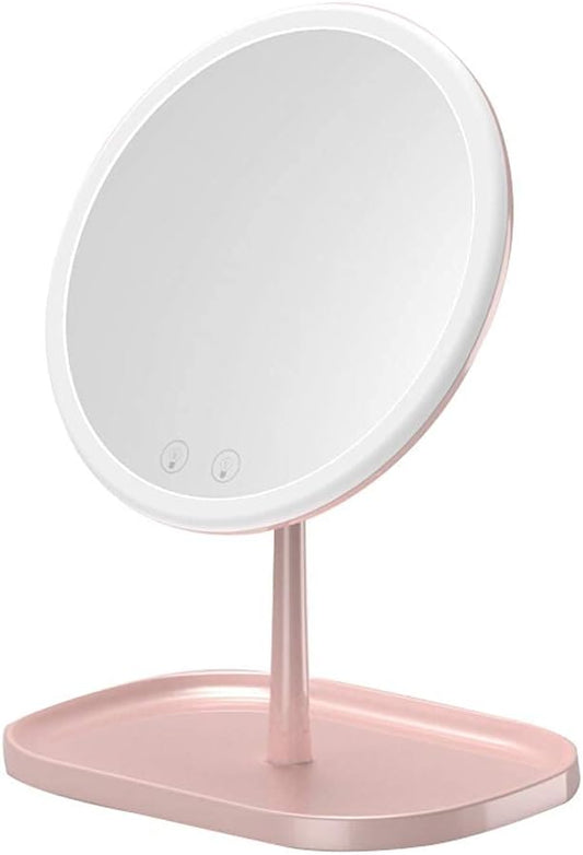 Professional Lighted Makeup Mirror Tabletop Mirror 9 Inch Freestanding Mirror with Pedestal for Makeup Swivel Cosmetic Mirror Portable High Definition Cosmetic LED Vanity Mirror