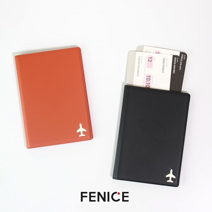 Fenice Plain Simple Passport Cover Holder Wallet Case for Travel Essential RFID Blocking Vegan Leather Waterproof (YELLOW)