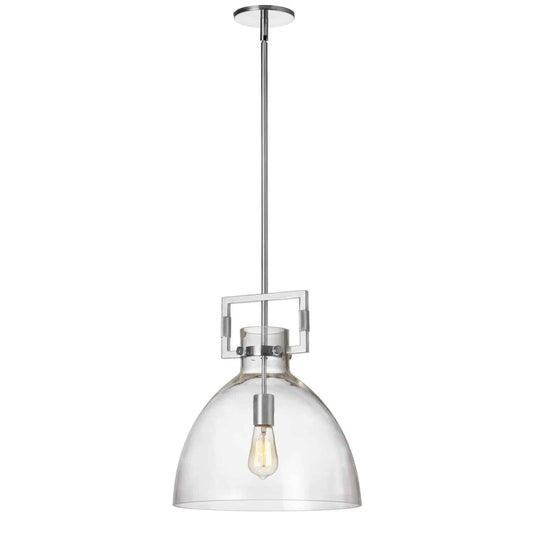 Dainolite LBY-141P-PC Clear Glass Pendant Light, Silver Finish