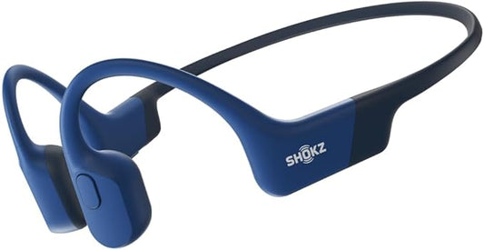 SHOKZ OpenRun with USB-C Charging,Bone Conduction Headphones,Open-Ear Bluetooth Wireless Sport Headphones for Running & Workout,Sweat Resistant, Long 8H Playtime,Mic,Hair Band-Standard-Biue