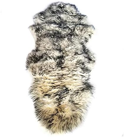 WL&ALLEN Large Sheepskin Rug Genuine Thick and Lush 3 Inch Pile，Luxury Australian Pelts |Large Sheepskin Wool Area Rugs (Single & a Half Pelt 2'6" x 5',Grey Tip)