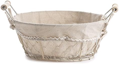 Factory Direct Craft Versatile Round White Washed Chicken Wire Basket With Natural Linen Liner for Home Decor Organization