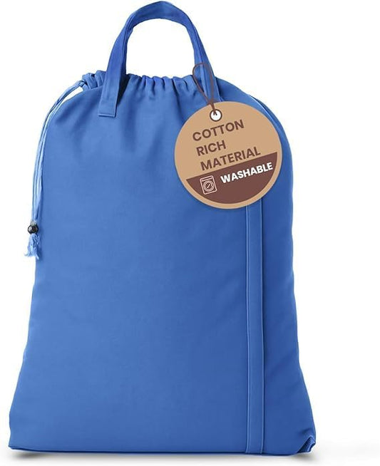 LFH Home Large Premium Cotton Canvas Laundry Bag with Drawstring and Handles Heavy Duty, Multi-Use, and Washable for Home, Travel, College or Storage 28x36 (Pack of 4)-Sky Blue