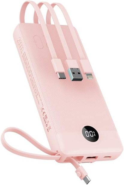 VEEKTOMX Portable Charger Built-in Cables, Power Bank for iPhone, Fast Charge USB C Battery Pack Travel Essentials Powerbank Compatible with iPhone 17/16/15/14, Samsung S25/24