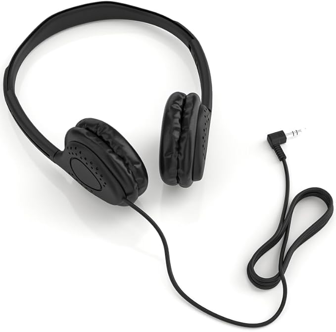 Maeline Kids Headphones for School Classroom K-12, Library, Museum, Travel, On Ear Stereo Headset with Adjustable Band & Faux Leather Cushions - 3.5mm Plug - 50 Pack - Black