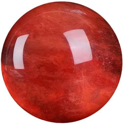 Red Healing Crystal Gemstone Sphere Ball for Reiki Balancing Meditation Energy Home and Office Decoration (8cm, Artificial Crystal)
