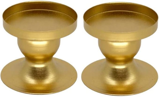 Gold Votive Candle Holders Brass Candlestick Holders Vintage Φ6cm/2.36in Pillar Candle Holder Tealight Holder for Table Centerpiece Wedding Christmas Birthday Party Decoration