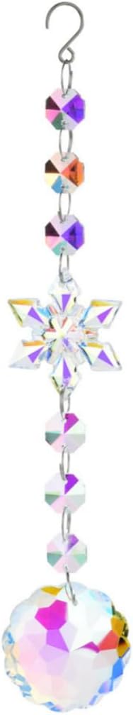 Christmas Tree Decoration Snowflake Crystal Ornaments Suncatcher Hanging Sun Catcher with Chain Pendant Ornament for Window Home Garden Christmas Party Wedding Decoration (Snowflake-A)