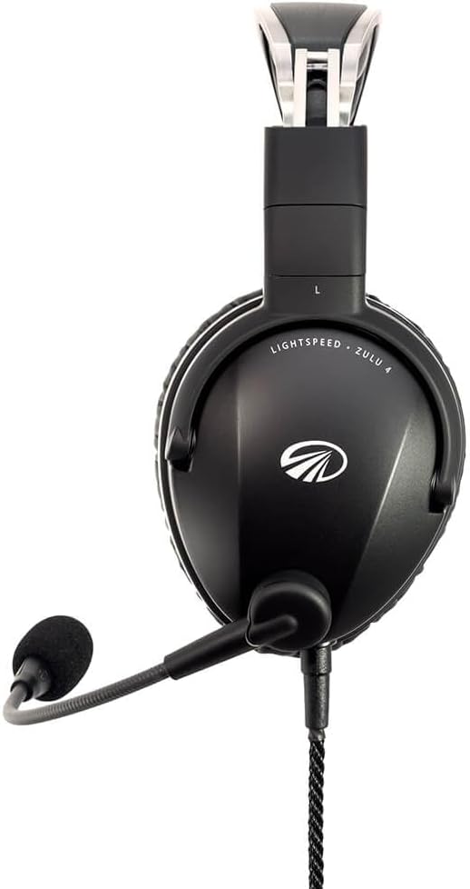 LIGHTSPEED Zulu 4 ANR Aviation Headset - with Dual Bluetooth and FrameFit™ Ear Seals (Panel Power 6-Pin Plug)