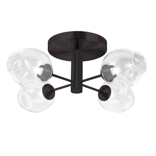 Dainolite 4 Light Semi-Flush Mount, Matte Black, Model ABI-204SF-MB-CLR
