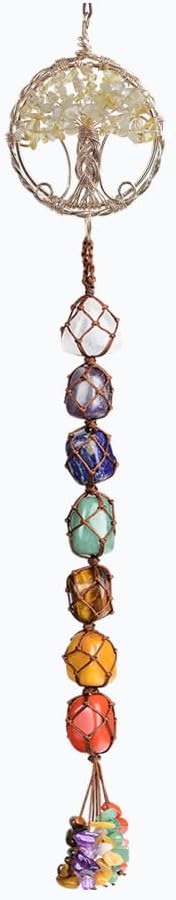 Anjiucc Handmade Crystal Window Car Hanging Ornaments 7 Chakra Home Ornament Yoga Meditation Car Decoration（A-Style 15）