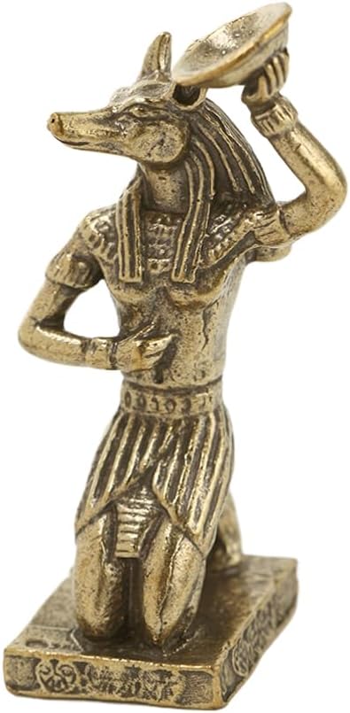 1Pcs Ancient Egyptian Anubis Statue Vintage Pure Brass Desktop Ornament with Sandalwood Candle Holder Creative Crafts for Home Decor