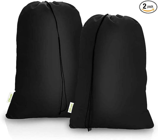 2 Pack Heavy Duty Large Laundry Bag 28x45 inch Extra Hamper Bag Dirty Clothes Organizer Drawstring Cloth Laundry Bag for Travel Camp Home College Dorm Black