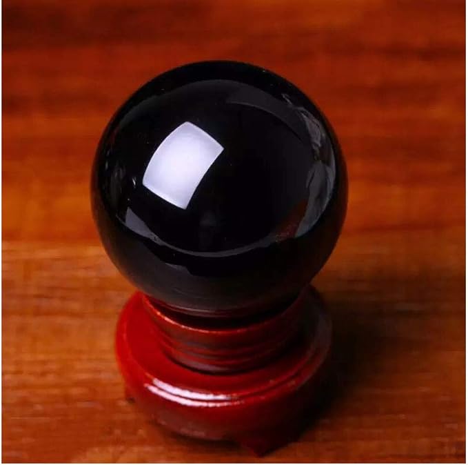 Natural Black Obsidian Healing Crystal Gemstone Sphere Ball for Reiki Balancing Meditation Energy Home and Office Decoration 70mm 500grams (7cm, Obisdian)