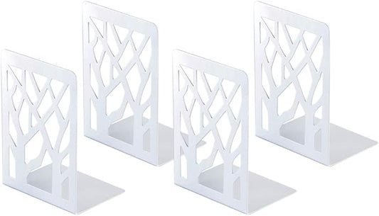 Book Ends, Bookends, Bookends for Shelves, Bookend, Book Ends for Heavy Books, White Metal Book Shelf Holder Home Decorative, Book Stoppers for Shelves, Bookend Supports 2 Pair