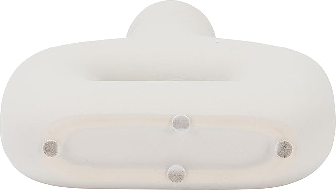 Sagebrook Home Modern Stoneware Vase - Decorative Dolomite Flower Holder - Minimalist Home & Office Accent - Stylish Tabletop Centerpiece for Living Room, Bedroom & Desk Decor - 8" White