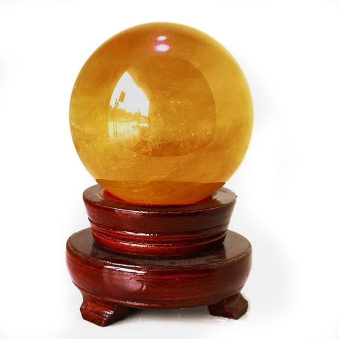 4 inch Natural Citrine Crystal Sphere Ball Feng Shui Ornament+Stand and One Free Bracelet (4inch(100mm))