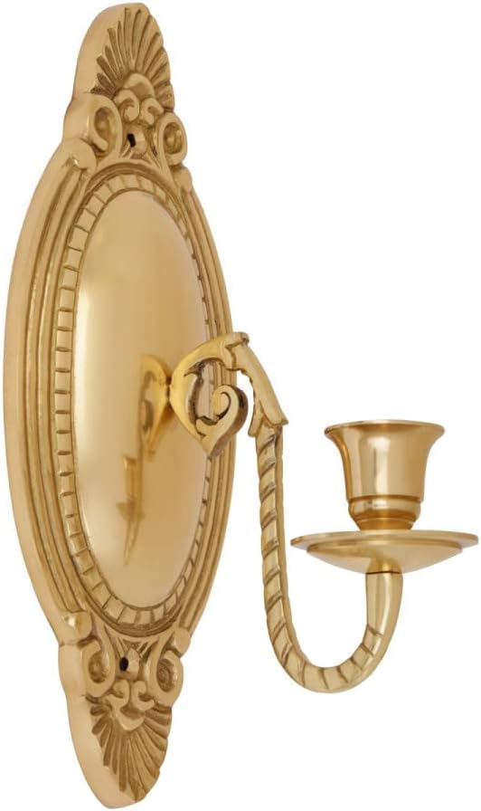 Solid Brass Wall Sconce Candle Holder 9 1/8 Inches H Victorian Vintage Style Decorative Candlestick Holders with Mounting Hardware Antique Wall Mounted Art | Renovators Supply Manufacturing