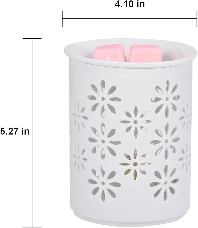 Dicimi Ceramic Electric Wax Melt Warmer with Timer for Home Office Bedroom Living Room Gifts & Decor (Petal)