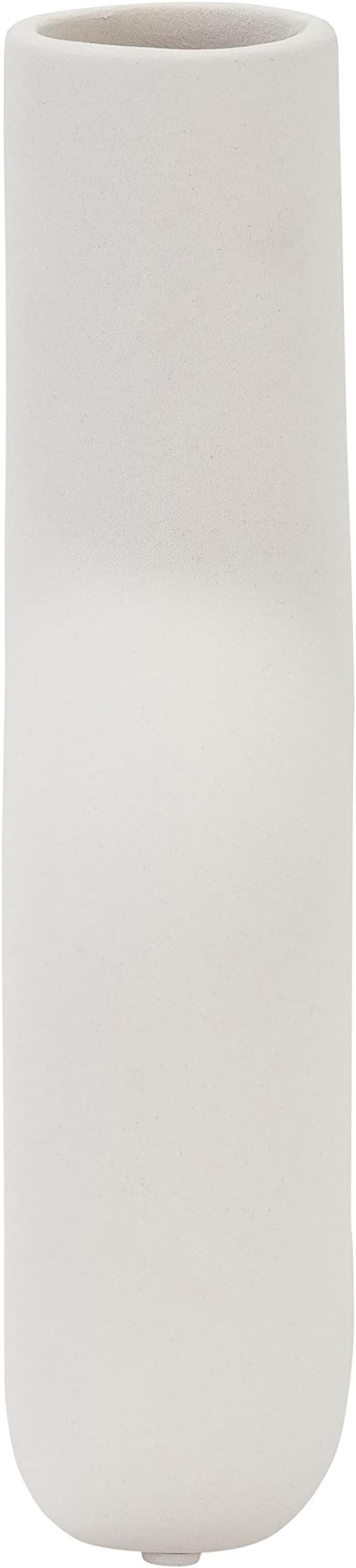 Sagebrook Home Modern Stoneware Vase - Decorative Dolomite Flower Holder - Minimalist Home & Office Accent - Stylish Tabletop Centerpiece for Living Room, Bedroom & Desk Decor - 8" White
