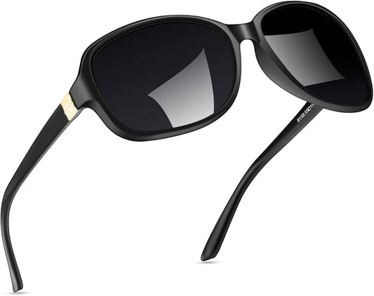 SIPHEW Polarized Sunglasses for Women | Vintage Square Sunglasses w UV400 Protection | Womens Wraparound Shade