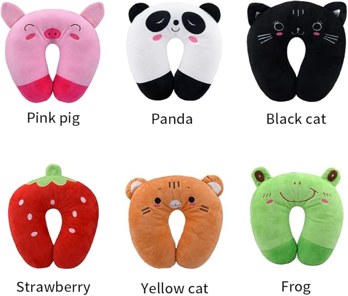 EKDJKK Travel Pillow for Kids, Cute Animal Neck Pillow Support U Shaped Cushion Plush Soft Rest Reading Pillow Sleeping Pillow for Airplane Train Car (Panda)