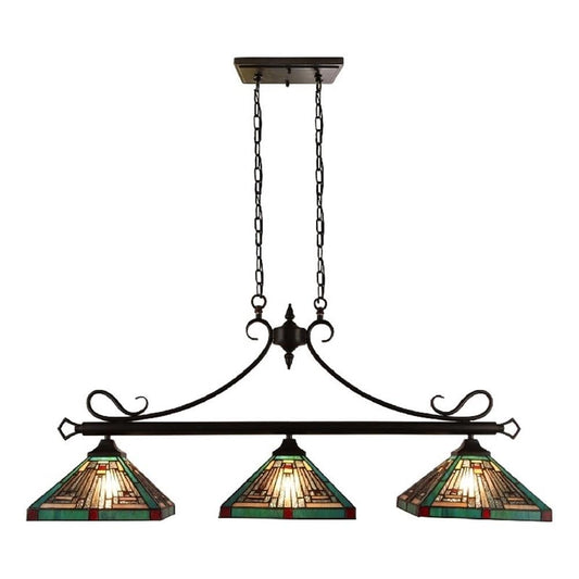Chloe Lighting Innes Tiffany-Style Island Pendant, 3 Lights, 47in Wide, Multicolor, Blackish Bronze, Model CH3T359BM47-IL3