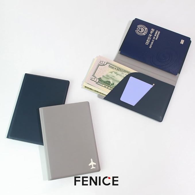 Fenice Plain Simple Passport Cover Holder Wallet Case for Travel Essential RFID Blocking Vegan Leather Waterproof (YELLOW)