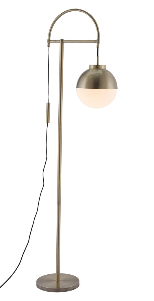 Zuo Waterloo Floor Lamp, Modern Steel Design, 68.9in H, White & Bronze, Model 56053