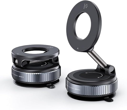 360-Degree Rotating Magnetic Car Phone Mount, Universal Dashboard Holder with Vacuum Suction Base, Strong Magnet for Mobile Devices