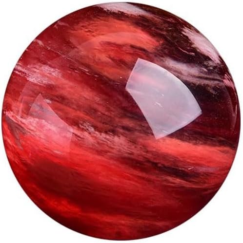 Natural Red Melting Healing Crystal Gemstone Sphere Ball for Reiki Balancing Meditation Energy Home and Office Decoration (7cm, Artificial Crystal)