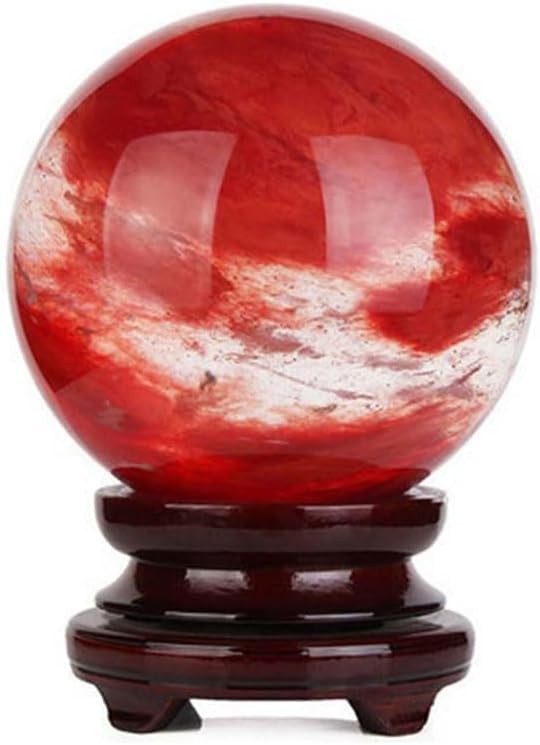 Red Healing Crystal Gemstone Sphere Ball for Reiki Balancing Meditation Energy Home and Office Decoration (8cm, Artificial Crystal)