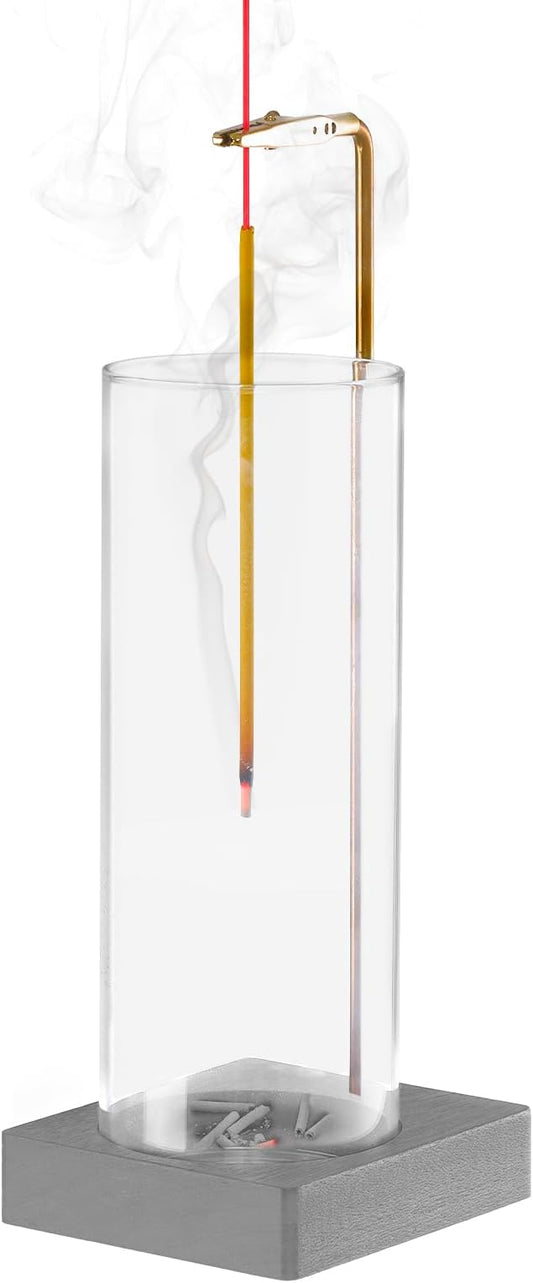 1 Pack Incense Holder for Sticks, Insence-Stick Holder Ash Catcher with Removable Glass [Anti-Ash Flying], Mess-Free Incense Burner Holder, Perfect for Meditation Yoga Relaxation,Home Decor(Dark Gray)